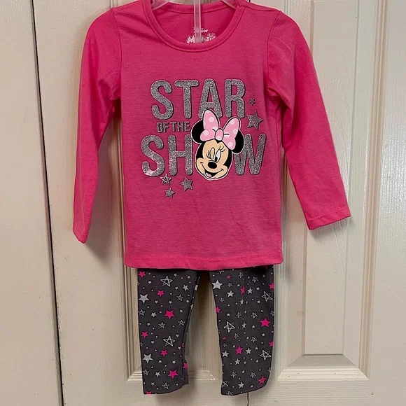 Disney Minnie Mouse Pink and Gray Star Outfit - Picture 2 of 5
